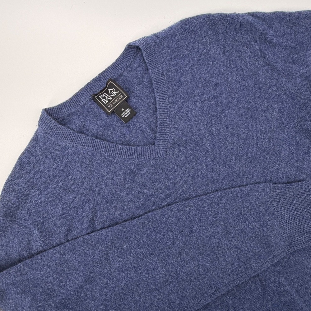 Jos. A. Bank Traveler Mens Blue 100% Cashmere V-Neck Sweater Size M RN 31608